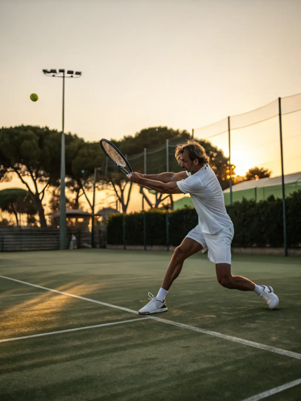 A teenager hitting a powerful forehand during an advanced training session at TCR Tennis Club, showcasing skill and determination.